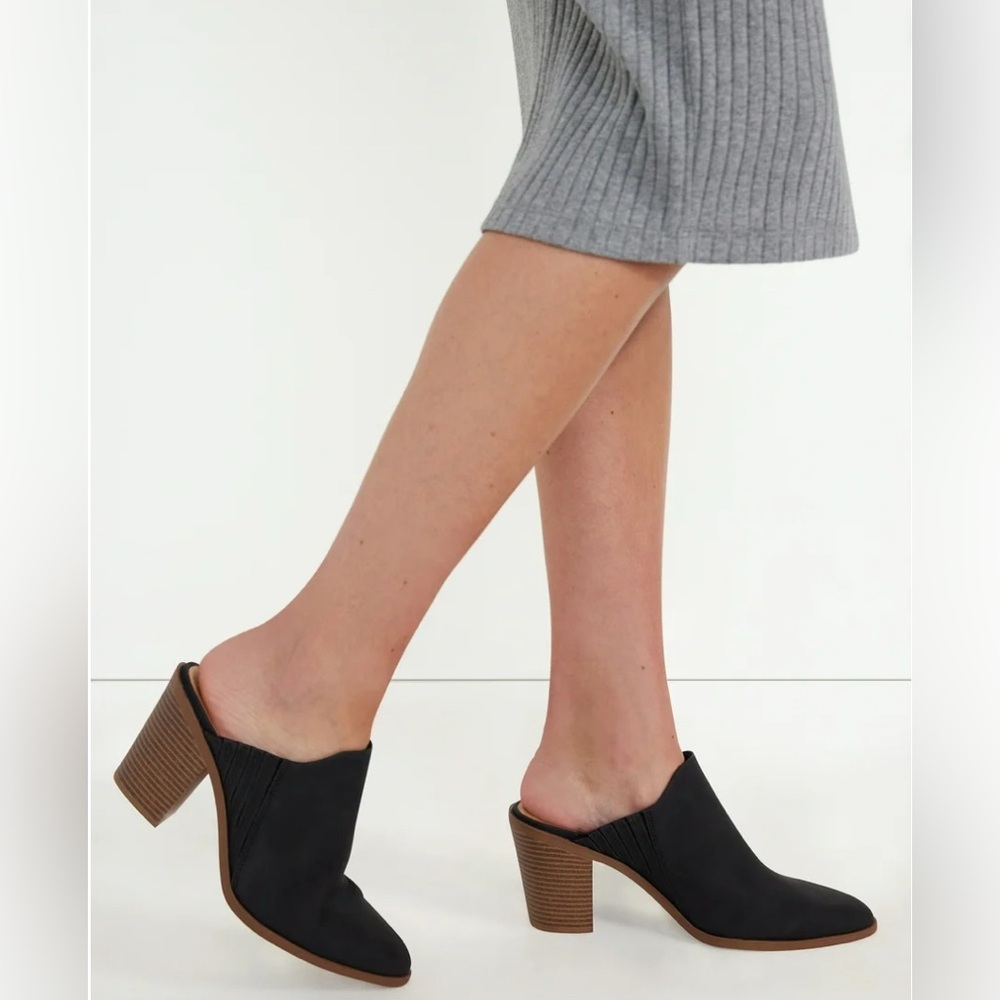 Time and Tru Women's Block Heel Slip on Mules SZ 7 Color Black